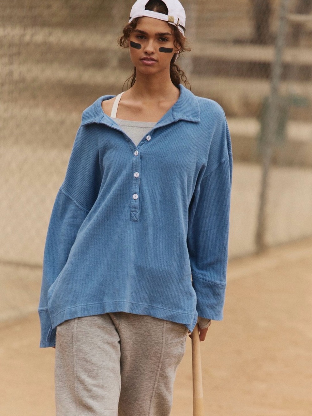 NWT FP Movement by Free People Buttoned Up Layer 103075156 Denim Blue size XS